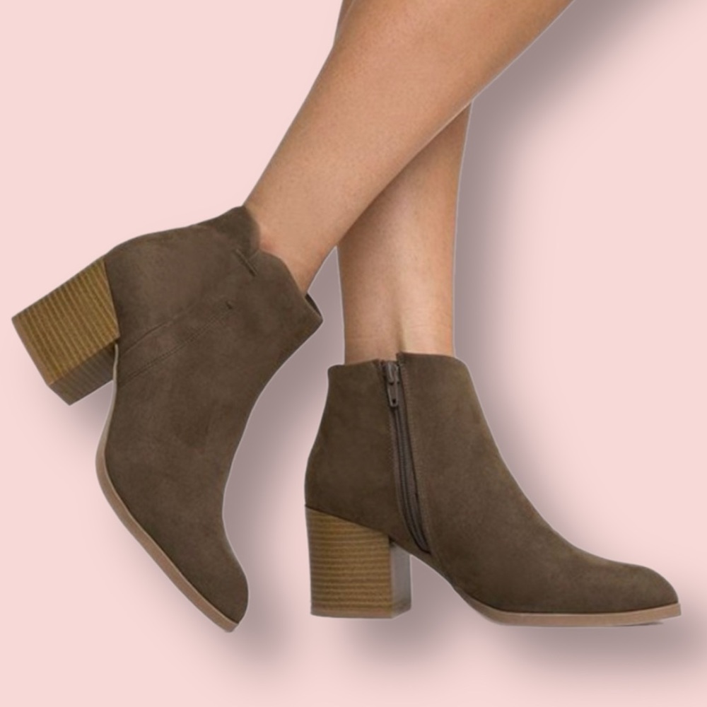 Women CutOut Bootie Lace Up Slip On High Heel Platform Ankle Khaki BRAND NEW✔️ - Picture 4 of 11